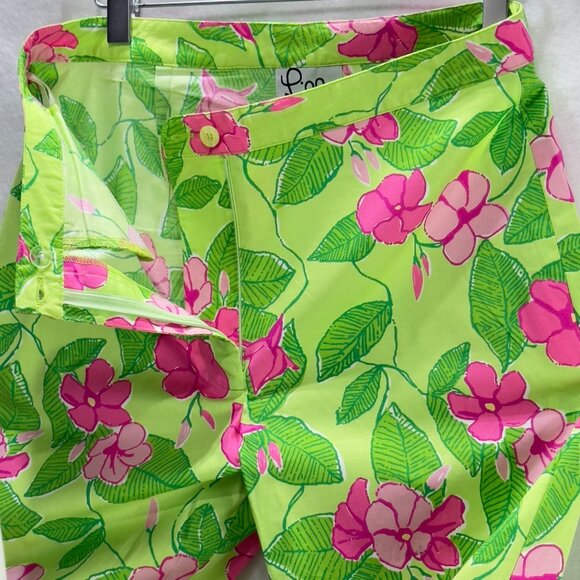 Lilly Pulitzer Pink Green Floral Print Cotton & Spandex Women's Pants Size 8 - Picture 10 of 15